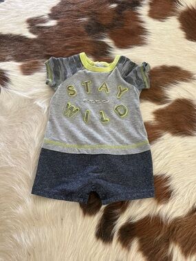 Mud Pie Gray and Navy 'Stay Wild' One-Piece